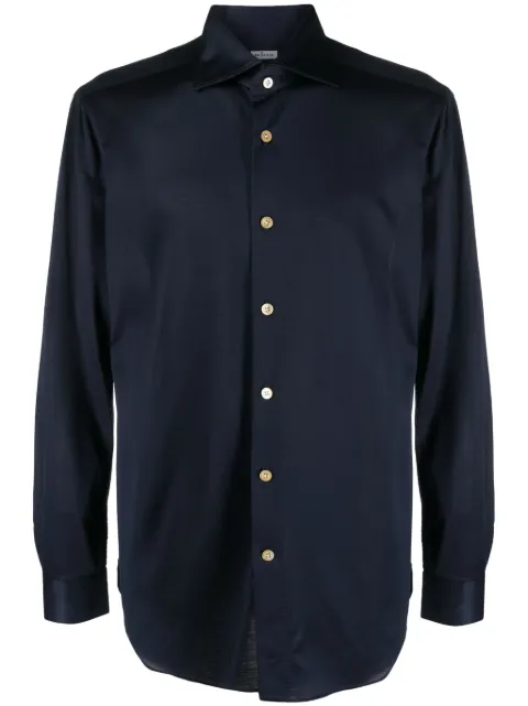 Kiton slim-cut cotton shirt Blue UCCH0861809000