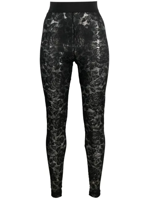 Dolce & Gabbana floral-lace logo-waistband leggings Black FTB5TTFLUBF