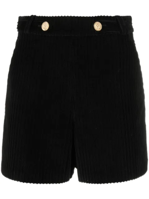 RED Valentino high-waisted corduroy cotton shorts Black RRFJ206UR