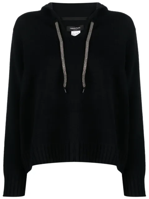 Fabiana Filippi hooded V-neck jumper Black MADP02F0950000X612