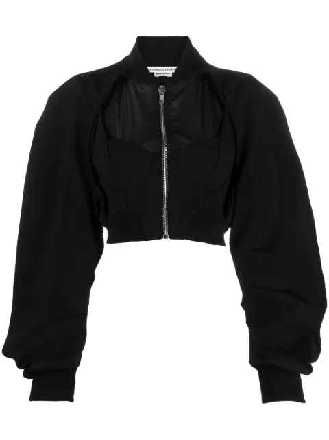 ALESSANDRO VIGILANTE cut-out cropped bomber jacket Black VEPX15013A