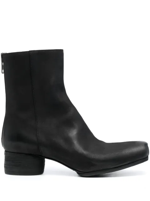 Uma Wang 45mm zip-up leather ankle boots Black US9110