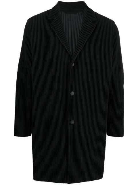 Homme Plissé Issey Miyake ribbed single-breasted coat Black HP38JD402