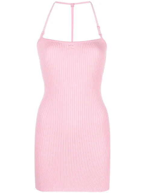 Courrèges logo-embroidered halterneck minidress Pink 323MRO258FI0001