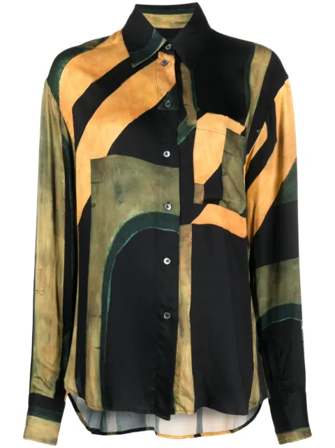 Louisa Ballou abstract-pattern button-up shirt Yellow 1130080995