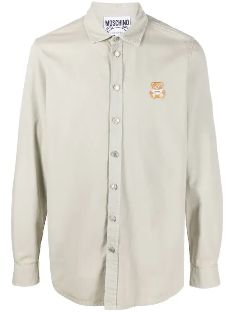 Moschino Teddy Bear-motif cotton shirt Green V02247038