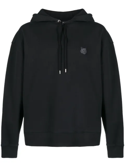 Maison Kitsuné fox-motif cotton hoodie Black LM00705KM0001