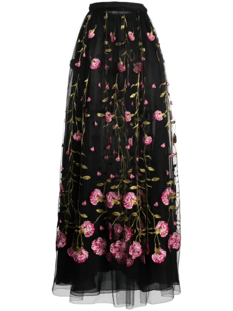 Giambattista Valli floral-embroidered tulle maxi skirt Black 23FWPVCA205734TUL