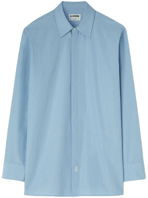 Jil Sander logo-embroidered pinstripe shirt Blue J24DL0103J45174