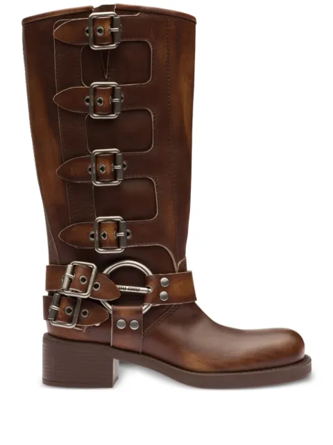 Miu Miu buckle-detail leather boots Brown 5W792DFA0503F33