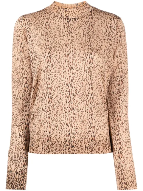 TWINSET leopard-print fine-knit jumper Brown 232TP3550