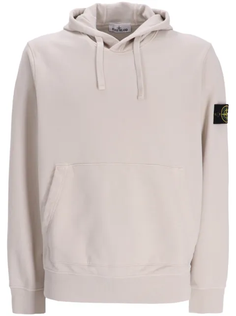 Stone Island Compass-appliqué cotton hoodie Neutrals 791564151