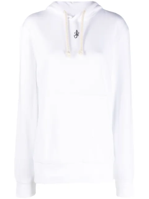 JW Anderson logo-embroidered cotton blend hoodie White JW0125PG1339001