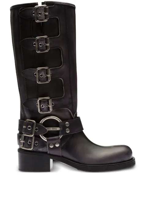 Miu Miu buckle-detail leather boots Black 5W792DFA0503F33