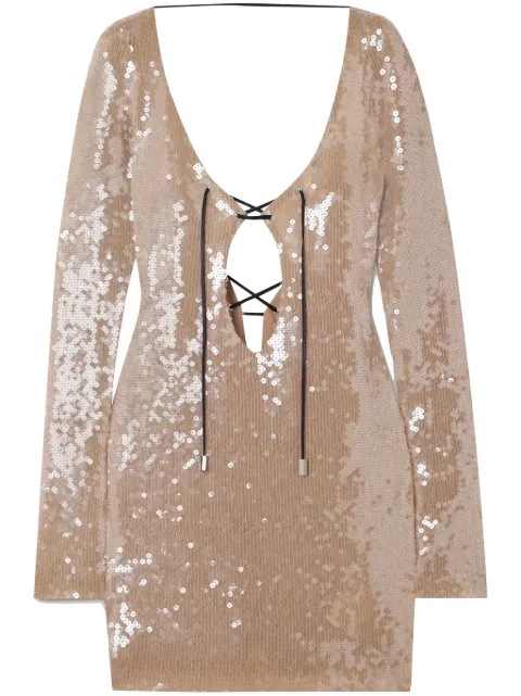 16Arlington Solarium sequin-embellished minidress Neutrals D333PW23SMOKE
