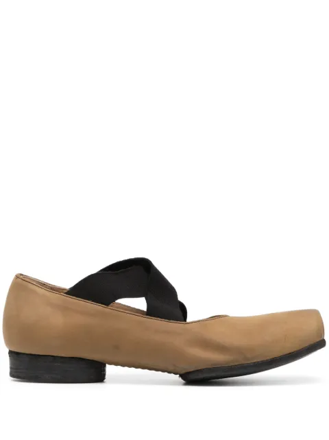 Uma Wang square-toe suede ballerina shoes Brown US9003