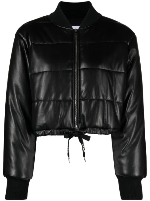 MSGM padded cropped faux-leather jacket Black 3541MDH18237605