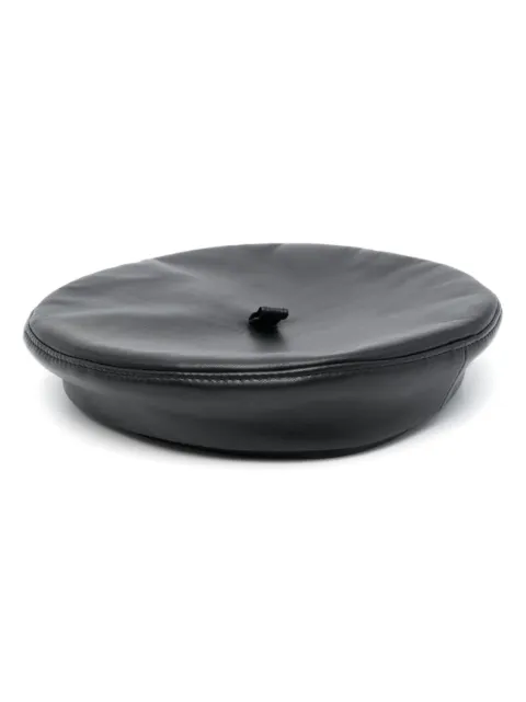 Ruslan Baginskiy smooth-grain leather beret Black BRT033LPT