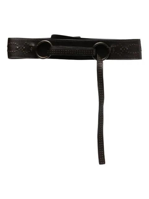 Gianfranco Ferré Pre-Owned 2000s ring-detail studded leather belt Brown GNFR220CC