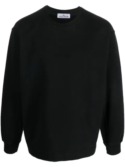 Stone Island logo-embroidered cotton sweatshirt Black 791565477