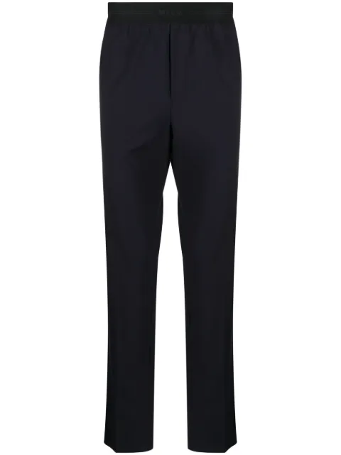 MSGM logo-waistband straight-leg trousers Blue 3540MP13237606