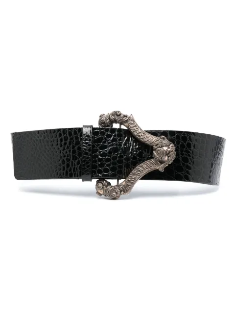 Gianfranco Ferré Pre-Owned 2000s crocodile-embossed leather buckle belt Black GNFR250AA