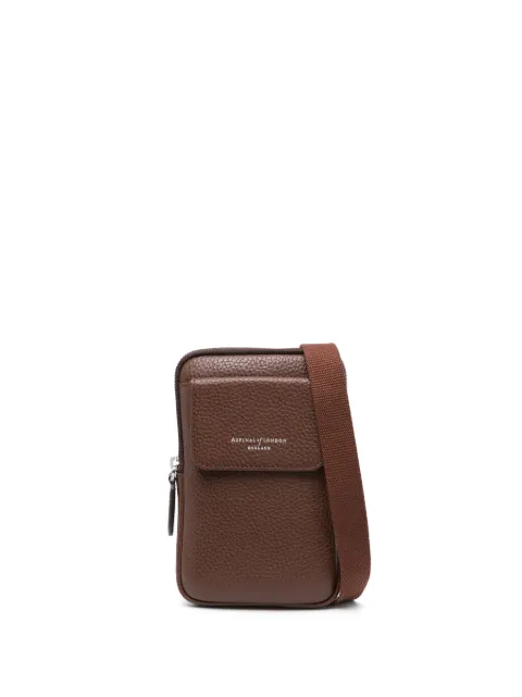 Aspinal Of London Reporter leather crossbody phone bag Brown 011278727030000
