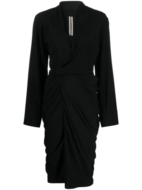 Rick Owens side-tie crepe wrap dress Black RP02C1544