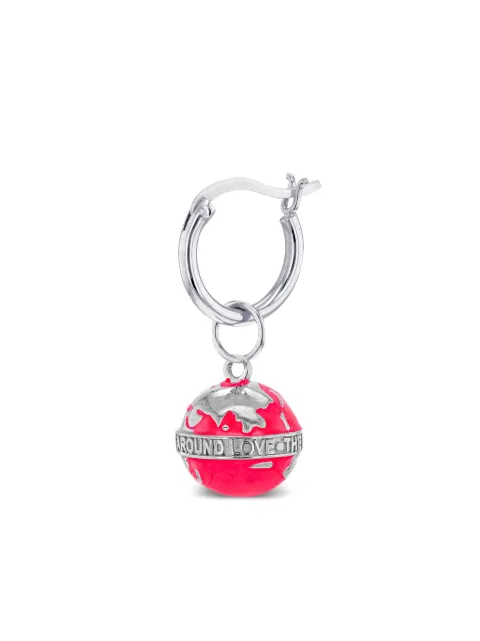 True Rocks Globe earring Silver NEONPINKGLOBESILVERHOOPEARRING