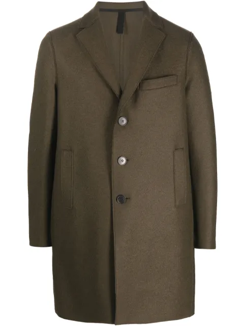Harris Wharf London single-breasted virgin-wool coat Green C9101MLK
