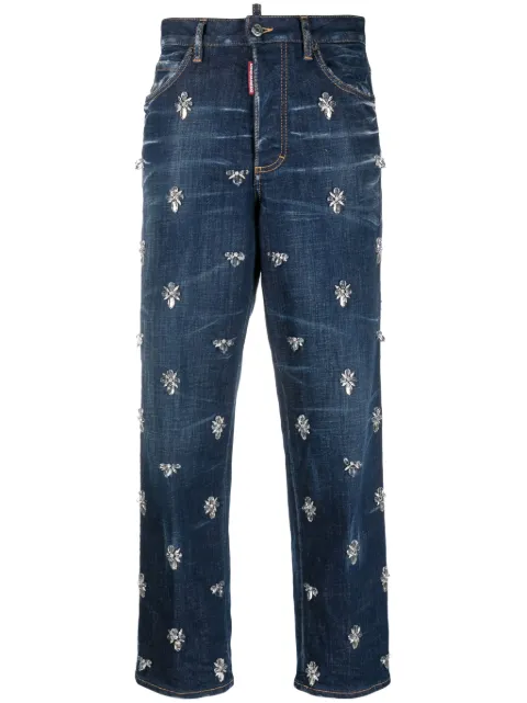 DSQUARED2 Crystal Flies high-rise cropped jeans Blue S75LB0833S30342