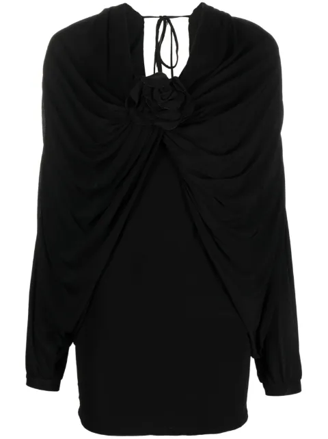 Giuseppe Di Morabito flower-detail ruched minidress Black PF23314DRF243