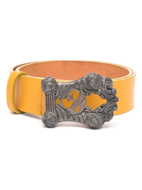 Gianfranco Ferré Pre-Owned 2000s logo-buckle leather belt Yellow GNFR180BB