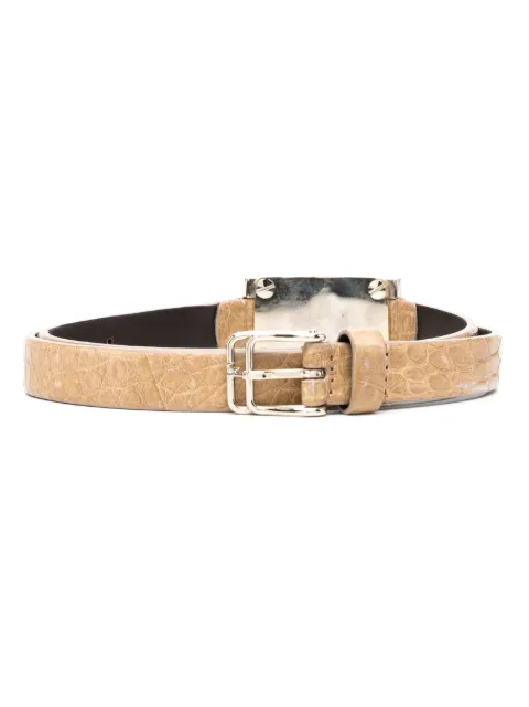 Gianfranco Ferré Pre-Owned 2000s logo-plaque crocodile-embossed belt Neutrals GNFR120CC