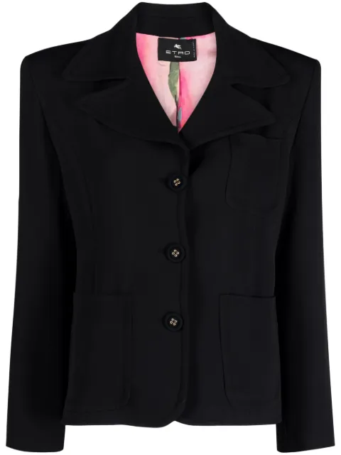 ETRO single-breasted patch-pocket blazer Black 115021496