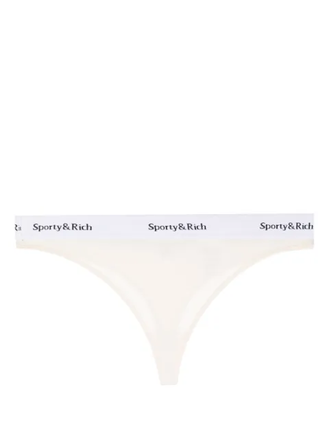 Sporty & Rich Serif Logo branded-waistband thong Neutrals UN1011CR