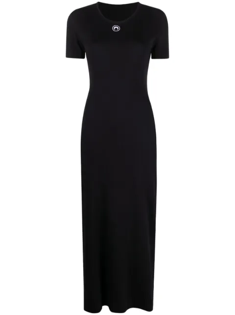 Marine Serre Moon-detail midi dress Black WDR057BK99