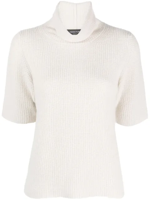 Fabiana Filippi waffle-knit roll-neck T-shirt Neutrals MAD223F3380000H747