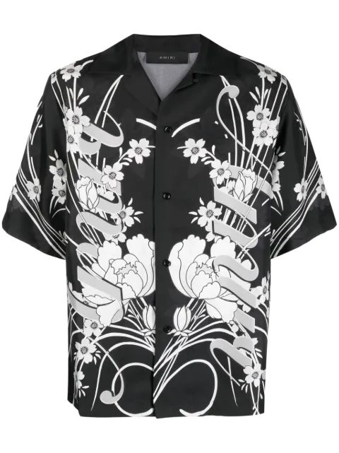 AMIRI floral-print silk shirt Black PF23MSS026