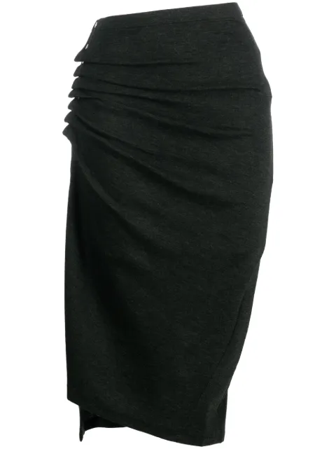 Rabanne asymmetric gathered midi skirt Green 23AJJU007LA0309