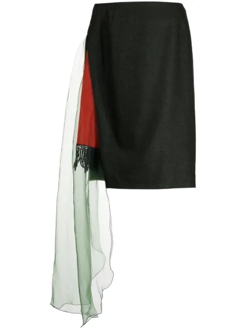 Kolor draped-panel wool pencil skirt Green 23WCLS07112