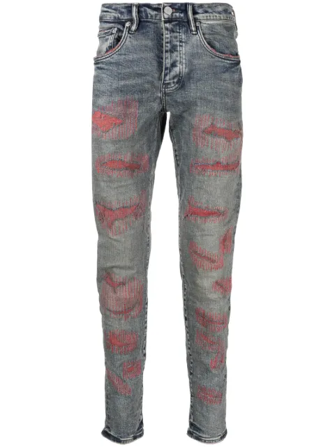 Purple Brand distressed-effect slim-fit jeans Blue P001MRWB423