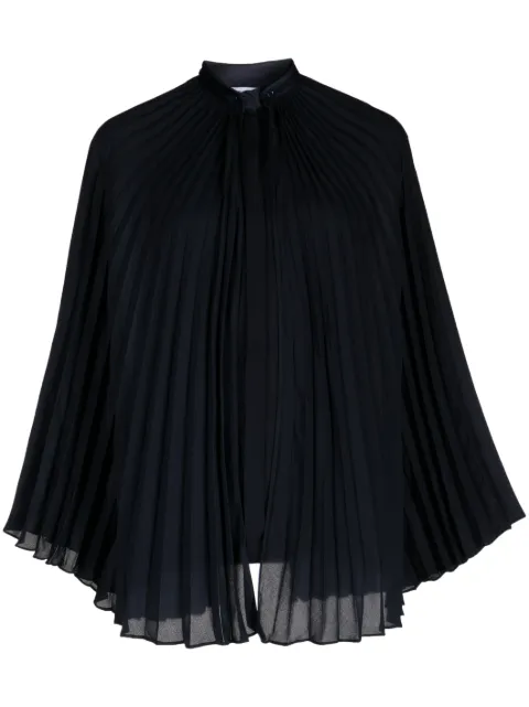 Dice Kayek pleated band-collar blouse Blue PF23C637