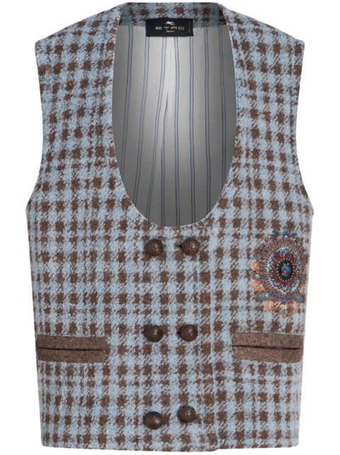 ETRO houndstooth embroidered gilet Blue 115587251