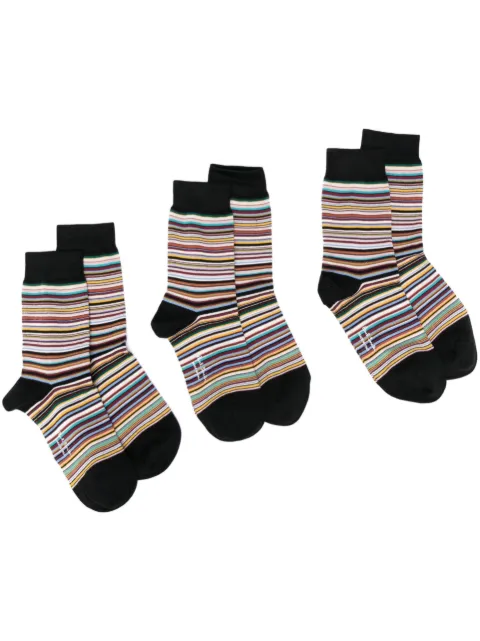 Paul Smith intarsia-knit striped socks (three pack) Black W1ASOCKKMSTRP