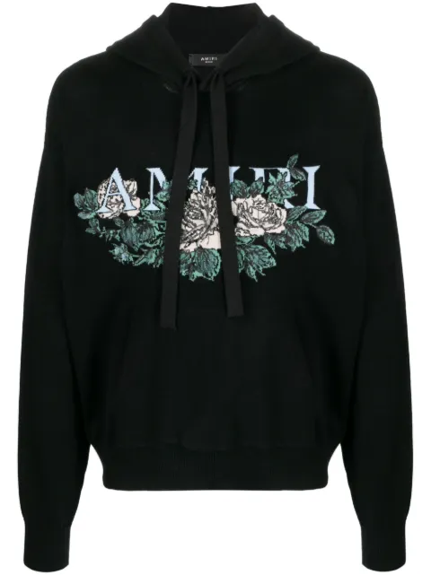 AMIRI intarsia-knit logo hoodie Black PF23MKH010