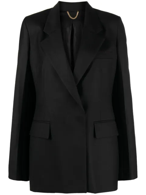 Victoria Beckham double-breasted virgin wool-cotton blazer Black 1323WJK004711A