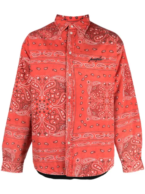 Purple Brand logo-embroidered bandana-print shirt Red P336PRRS423