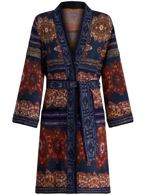 ETRO paisley-print belted trench coat Blue 114959271