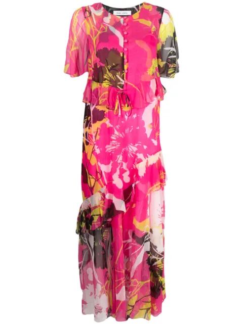 Prabal Gurung botanical-print silk dress Pink PF23D267FCH